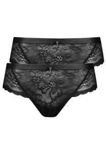 Slip LISCA "2er Pack Damen Slip Evelyn", Damen, Gr. 40, schwarz, Spitze, Obermaterial: 82% Polyamid PA. 18% Elasthan EL., Unterhosen Slip