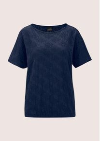 Madeleine Mode Langarmshirt MADELEINE "Sweatshirt Sweatshirt mit Gummibund", Damen, Gr. 34, blau (marine), Obermaterial: 68% Baumwolle CO. 27% Polyester PES. 5% Elasthan EL., Modern, normal, Shirts Langarmshirt