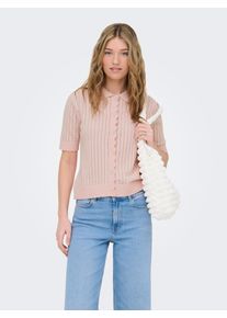 Strickjacke Only "ONLELMA POLO S/S CARDIGAN KNT NOOS", Herren, Gr. S, cradle pink, Strick, Obermaterial: 70% Baumwolle, 30% Polyester, unifarben, normal, Strickjacken Strickjacke