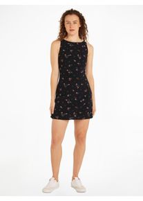 Blusenkleid Tommy Jeans "TJW BLACK FLORAL RACER DRESS", Damen, Gr. XL (42), N-Gr, schwarz (schwarz mountain floral), Web, Obermaterial: 100% Viskose, bedruckt, figurbetont, Rundhals, Kleider Blusenkleid, mit Blumenprint, modische Racer Form