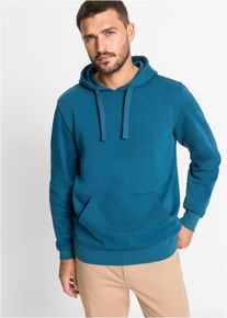 Kapuzensweatshirt bonprix "Hoodie", Herren, Gr. 60/62 (XXL), blau (blaupetrol), Sweatware, Obermaterial: 60% Baumwolle, 40% Polyester, unifarben, regular fit h&uuml;ftbedeckend, Rippb&uuml;ndchen, Sweatshirts Kapuzensweatshirt, Regular Fit, mit Kapuze, angenehme Baumwollmischung