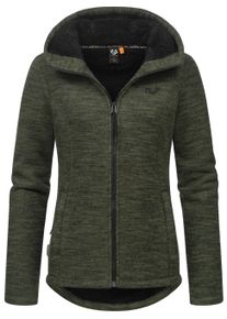 Kapuzensweatjacke Ragwear "Kapuzenstrickjacke Lyshka Melange", Damen, Gr. XXL, gr&uuml;n (schwarz olive), Obermaterial: 56% Baumwolle CO. 44% Polyester PES. Futter: 100% Polyester PES., Sweatjacken Kapuzensweatjacke