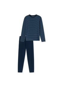 Schlafanzug Schiesser "Pyjama Casual Essentials", Herren, Gr. M, blau (dunkelblau), Obermaterial: 100% Baumwolle CO., Homewear-Sets Schlafanzug
