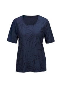 Kurzarmshirt GOLDNER "T-Shirt mit Ausbrenneroptik", Damen, Gr. 38, blau (marine), Obermaterial: 50% Polyester PES. 50% Viskose CV., figurumspielend, normales B&uuml;ndchen, Shirts Kurzarmshirt, hochwertige Ausbrennerware