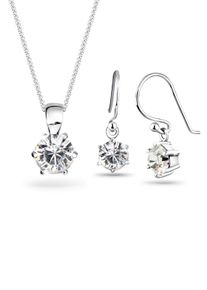 Ohrring und Ketten Set Elli "Schmuckset Wei&szlig; 925 Sterling Silber, mit Kristallen von Swarovski" Gr. 45, wei&szlig;, Schmuck_Sets, Herren, 45, Ohrring und Ketten Set