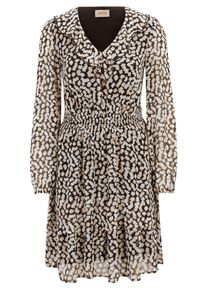 Chiffonkleid Cartoon "Chiffonkleid mit Stufen", Damen, Gr. 46, EURO, bunt (wei&szlig;, schwarz), 100% Polyester PES., Kleider Chiffonkleid