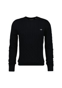 Sweater Gant "Strickpullover COTTON CABLE C-NECK", Herren, Gr. L, schwarz, Obermaterial: 100% Baumwolle CO., Sweatshirts Sweater