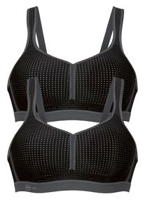 Sport-BH Anita "2er Pack Sport BH ohne B&uuml;gel Performance", Damen, Gr. 75, Cup E, schwarz (schwarz, anthrazit schwarz, anthrazit), Obermaterial: 62% Polyamid PA. 21% Polyester PES. 17% Elasthan EL., BHs Sport-BH