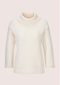 Madeleine Mode Longpullover MADELEINE "Pullover Rollkragen-Pullover mit 3/4-Arm", Damen, Gr. 48, wei&szlig; (wollwei&szlig;), Obermaterial: 51% Baumwolle CO. 13% Alpaka WP. 13% Polyacryl PAN. 12% Wolle WO. 11% Polyamid PA., Modern, normal, Pullover Longpullover