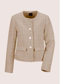 Madeleine Mode Jerseyblazer MADELEINE "Blazer Eleganter Tweed-Kurzblazer mit Metallkn&ouml;pfen", Damen, Gr. 46, beige, Obermaterial: 80% Polyester PES. 20% Wolle WO., Modern, normal, Blazer Jerseyblazer, Edle Metallkn&ouml;pfe