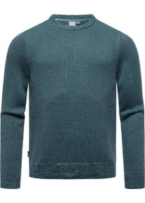 Sweater Ragwear "Strickpullover Larrs", Herren, Gr. M, blau (navy25), Obermaterial: 60% Baumwolle CO. 40% Polyacryl PAN. Futter: 60% Baumwolle CO. 40% Polyacryl PAN., gerade, Rundhals, Rippb&uuml;ndchen, Sweatshirts Sweater, stylischer Herren Sweatpullover mit Rippb&uuml;ndchen