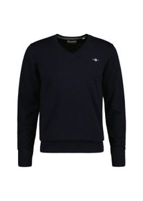 Sweater Gant "Strickpullover CLASSIC COTTON V-NECK", Herren, Gr. M, blau, Obermaterial: 100% Baumwolle CO., Sweatshirts Sweater