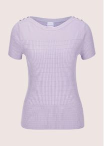 Madeleine Mode Longpullover MADELEINE "Viskosepullover Sommerpullover mit Zierkn&ouml;pfen", Damen, Gr. 44/46, silber (hellamethyst, silberfarben), Obermaterial: 75% Viskose CV. 20% Polyamid PA. 5% metallisierte Fasern MTF., Modern, Pullover Longpullover, Mix aus Glatt- und Rippenstrick