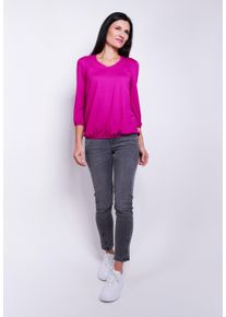 3/4-Arm-Shirt Seidel Moden, Damen, Gr. 52, pink (magenta), Obermaterial: 95% Viskose, 5% Elasthan, unifarben, normal h&uuml;ftlang, V-Ausschnitt, eingesetzt elastischer Bund, Shirts 3/4-Arm-Shirt, MADE IN GERMANY