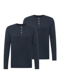 Longsleeve Mustang "Longsleeve Style Arminto 2P 2er Pack", Damen, Gr. L, blau (dunkelblau), Obermaterial: 100% Baumwolle CO(Bio)., Shirts Longsleeve