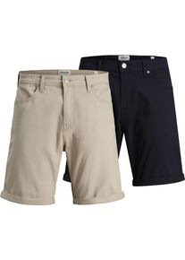 Jack & Jones Shorts JACK & JONES "JPSTRICK DYLAN ORIGINAL SHORTS MP 2PK", Damen, Gr. L, N-Gr, schwarz navy pack:string, Web, Obermaterial: 98% Baumwolle, 2% Elasthan, unifarben, regular fit, Hosen Shorts
