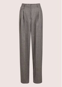 Madeleine Mode Bundfaltenhose MADELEINE "Hose Bundfalten-Hose", Damen, Gr. 18, N-Gr, grau (grau, espresso, melange), Obermaterial: 70% Polyester PES. 30% Viskose CV., Hosen Bundfaltenhose