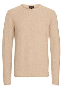 Strickfleece-Pullover INDICODE "Strickpullover IDJadas", Herren, Gr. M, beige (cornstalk), Obermaterial: 90% Baumwolle CO. 10% Polyamid PA., Pullover Strickfleece-Pullover