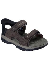 Outdoorsandale Skechers "TRESMEN-REECE", Herren, Gr. 40, braun (dunkelbraun), Lederimitat, Schuhe Outdoorsandale, Trekking Sandale, Outdoorschuh mit Heel Pillow Funktion