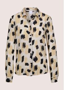 Madeleine Mode Langarmbluse MADELEINE "Druckbluse Bluse mit Unikat-Print", Damen, Gr. 46, blau (kitt, schwarz), Obermaterial: 100% Modal CMD., Modern, normal, Blusen Langarmbluse