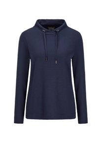 Kurzarmshirt GOLDNER "Langarm Viskose-Pullover, Stehbund", Damen, Gr. 40, blau (marine), Obermaterial: 70% Viskose CV. 25% Polyester PES. 5% Elasthan EL., Modisch, Sonstiges, Shirts Kurzarmshirt, Sportive Kordel