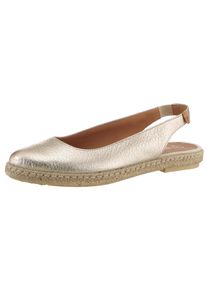 Slingsandale VERBENAS "Kiara Nucleo Metal", Damen, Gr. 36, gold (goldfarben), Leder, metallic, Schuhe Slingsandale, Sommerschuh, Sling, Urlaubschuh, Slipper mit Juterahmen