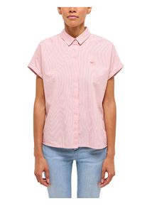 Kurzarmbluse Mustang "Damen Style Elsa Basic Blouse", Damen, Gr. 40, rot 12847, Popeline, 60% Baumwolle, 40% Viskose, gestreift, regular fit, Blusen Kurzarmbluse