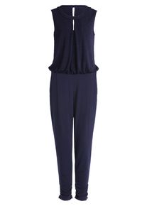 Jumpsuit Vera Mont "Jumpsuit im Glitzer-Look", Damen, Gr. 44, EURO, blau (patch dunkelblau, dunkelblau), Obermaterial: 95% Polyester PES. 5% Elasthan EL., Overalls Jumpsuit