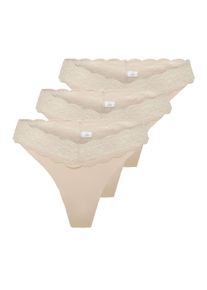 String Only "String ONLCHLOE LACE THONG 3er Pack", Damen, Gr. M, beige, Obermaterial: 75% Polyamid PA. 25% Elasthan EL., Unterhosen String