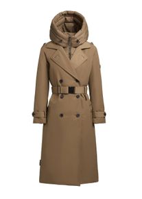 Trenchcoat Khujo "Trenchcoat Elena-YM", Damen, Gr. XL, braun (indian nougat), Obermaterial: 100% Polyester PES. Obermaterial: Futter: 100% Nylon NY. 100% Polyester PES., M&auml;ntel Trenchcoat