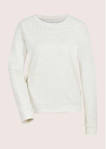 Madeleine Mode Langarmshirt MADELEINE "Sweatshirt Langarm Animal-Print Pullover", Damen, Gr. 40, wei&szlig; (perlwei&szlig;), Obermaterial: 90% Polyester PES. 10% Elasthan EL., Modern, Shirts Langarmshirt