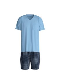 Schlafanzug Calida "Pyjama Relax Streamline Pyjama", Damen, Gr. S, bunt (blau), Obermaterial: 100% Baumwolle CO., Homewear-Sets Schlafanzug