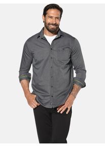 Langarmhemd Jan Vanderstorm "Doppelpack Hemd JORLAND", Herren, Gr. XL, weit, schwarz (schwarz blau gemustert), Obermaterial: 100% Baumwolle CO., Hemden Langarmhemd