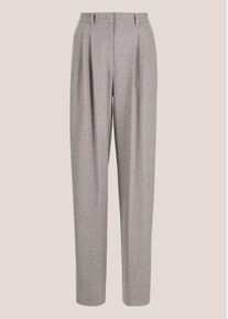 Madeleine Mode Bundfaltenhose MADELEINE "Palazzohose Weite Bundfaltenhose mit Formbund", Damen, Gr. 46, N-Gr, grau (graphit, melange), Obermaterial: 62% Polyester PES. 26% Viskose CV. 9% Wolle WO. 3% Elasthan EL., Hosen Bundfaltenhose