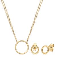 Ohrring und Ketten Set Elli "Schmuckset Kreis 925 Sterling Silber vergoldet" Gr. 45, gold, Schmuck_Sets, Damen, Blacklist, Silber 925 (Sterlingsilber), Ohrring und Ketten Set