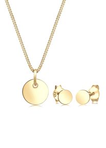 Ohrring und Ketten Set Elli "Schmuckset Halskette Ohrstecker Pl&auml;ttchen 925 Sterling Silber" Gr. 45, gold, Schmuck_Sets, Damen, Blacklist, Silber 925 (Sterlingsilber), Ohrring und Ketten Set