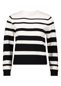 BETTY & CO Strickpullover BETTY & CO "Strickpullover mit Streifen", Damen, Gr. 44, bunt (schwarz, wei&szlig;), Obermaterial: 52% Viskose CV. 26% Polyester PES. 22% Polyamid PA., Pullover Strickpullover