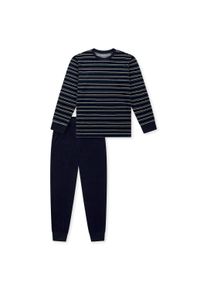 Schlafanzug Schiesser "Pyjama Pyjama lang Frottee", Jungen, Gr. 140, bunt (dunkelblau), Obermaterial: 80% Baumwolle CO. 20% Polyester PES., Homewear-Sets Schlafanzug