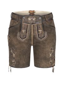 N&uuml;bler Trachtenlederhose N&Uuml;BLER "Lederhose kurz Viona", Damen, Gr. 46, EURO, braun, Obermaterial: 100% Lammleder LEL., Hosen Trachtenlederhose