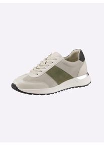 Sneaker Heine, Damen, Gr. 42, bunt (beige, khaki), Glattleder, Leder, Rindsleder, Veloursleder, Schuhe Sneaker