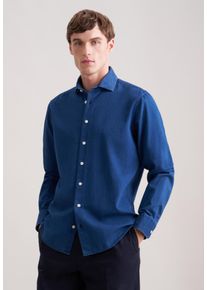 Jeanshemd Seidensticker, Herren, Gr. XL (43), normale &Auml;rmell&auml;ngen, blau, 100% Baumwolle, unifarben, regular fit, 2-Knopf-Manschette, Hemden Jeanshemd, Regular 1/1 Kentkragen Denim