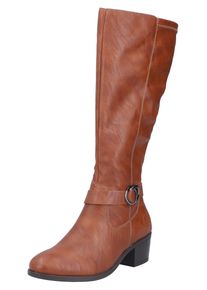 Stiefel Rieker, Damen, Gr. 41, Normalschaft, cognac, Lederimitat, unifarben, Schuhe Stiefel, Langschaftstiefel, Rei&szlig;verschluss, in schmaler Form