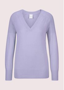 Madeleine Mode Longpullover MADELEINE "Pullover Kaschmirpullover mit V-Ausschnitt", Damen, Gr. 36/38, lila (hellamethyst), Obermaterial: 100% Kaschmir WS., Modern, V-Ausschnitt, Pullover Longpullover, Edles Maschenbild