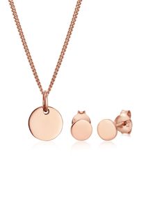 Ohrring und Ketten Set Elli "Schmuckset Halskette Ohrstecker Pl&auml;ttchen 925 Sterling Silber" Gr. 45, rosa (rosegold), Schmuck_Sets, Damen, Blacklist, Silber 925 (Sterlingsilber), Ohrring und Ketten Set
