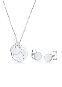 Ohrring und Ketten Set Elli "Schmuckset Pl&auml;ttchen Geo-Organic Halskette Ohrring 925 Silber" Gr. 45, silber, Schmuck_Sets, Herren, Blacklist, Silber 925 (Sterlingsilber), Ohrring und Ketten Set