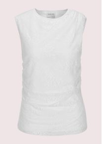 Madeleine Mode Kurzarmshirt MADELEINE "Shirt Shirt", Damen, Gr. 46, wei&szlig;, Obermaterial: 100% Polyester PES., Modern, Shirts Kurzarmshirt, Edles Spitzentop mit Jerseyfutter und seitlicher Raffung