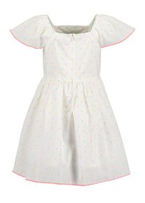 Sommerkleid Blue Seven, M&auml;dchen, Gr. 92, N-Gr, wei&szlig; (wei&szlig; orig), Obermaterial: 100% Baumwolle, gepunktet, regular fit knielang, eckiger Ausschnitt, Kleider Sommerkleid