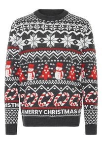 !Solid Strickfleece-Pullover SOLID "Strickpullover SDPAJA", Herren, Gr. XL, grau (dunkelgrau melange), Obermaterial: 100% Polyacryl PAN., Pullover Strickfleece-Pullover