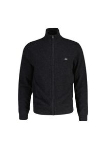 Sweatshirt Gant "Strickjacke EXTRAFINE LAMBSWOOL ZIP CARDIGAN", Herren, Gr. L, grau (anthrazit melange), Obermaterial: 90% Wolle NZW. 10% Polyamid PA., Sweatshirts Sweatshirt