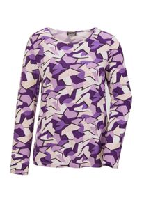 Print-Shirt GOLDNER "Shirt", Damen, Gr. 52, lila (lila, gemustert), Obermaterial: 95% Viskose CV. 5% Elasthan EL., normales B&uuml;ndchen, Shirts Print-Shirt, Kombistarker Druck